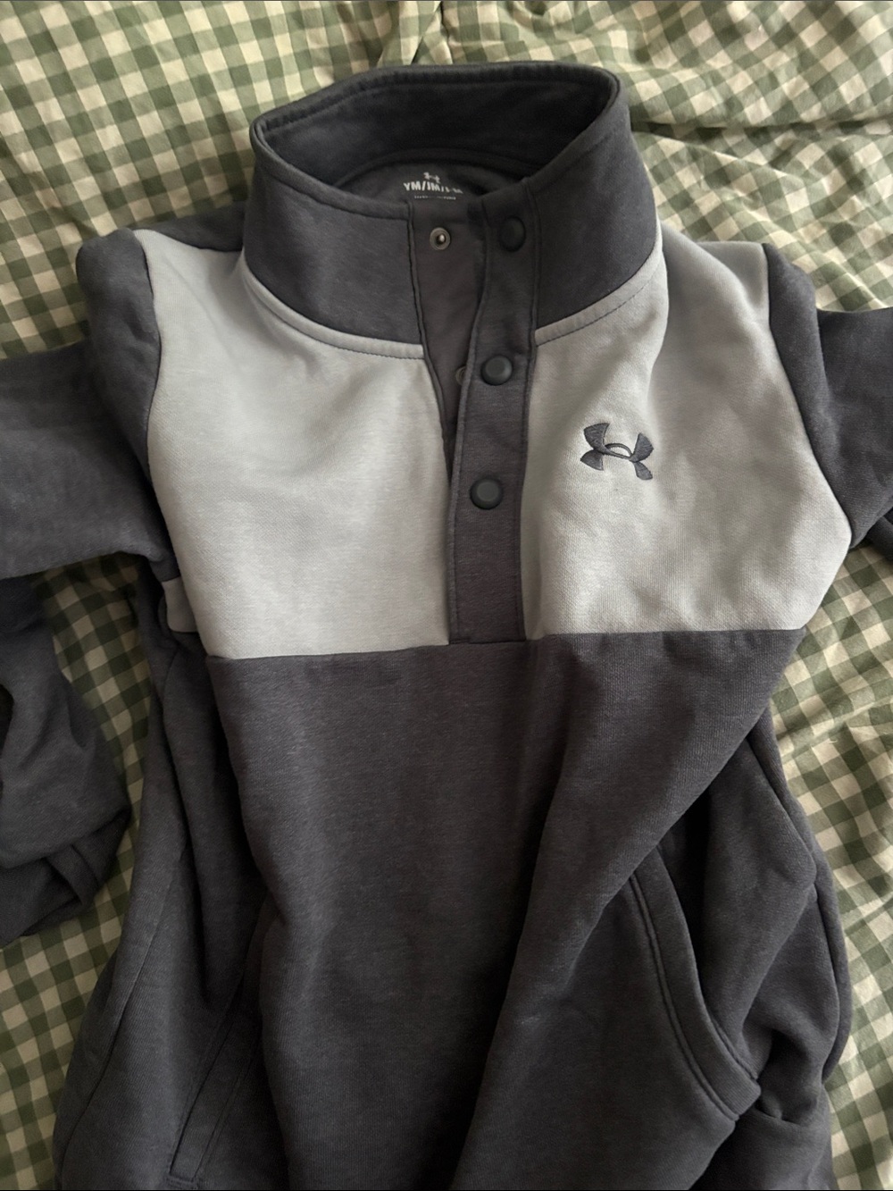Under Armour Kids' Grey and Light Grey Snap Pullover Hoodie